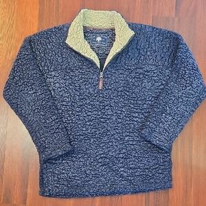 Live Oak Brand Navy and Cream Quarter Zip Up Sherpa Sweater